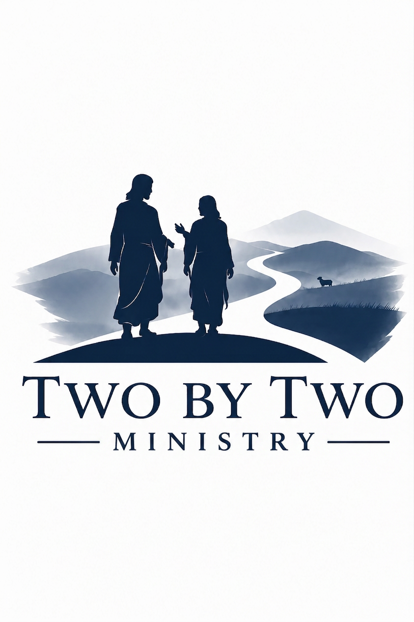 Two figures walking together on a path